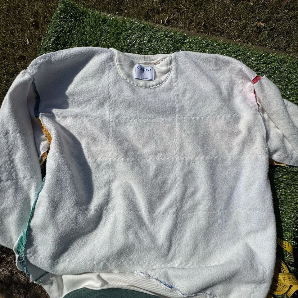 Sudadera Old Navy Patchwork Estampado Batik Multicolor Cuello Redondo Mujer’s Talla L Foto 3 de 4