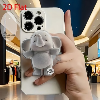 Cute Fluffy Cartoon Elephant Acrylic Retractable Phone Stand