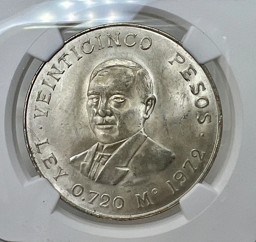 1972 Mexico 25 Pesos Silver Juarez NGC MS64 KM-480 -  95455