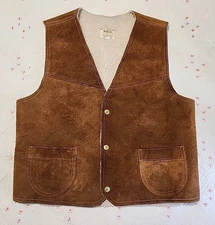 Vtg Men's Flying Ranchwear By Ruddock Mfg Co Leather Lined Vest Size XL