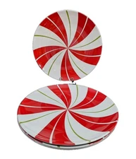 St. Nicholas Square Dinner Plates 11" Candy Cane Melamine 4 Piece
