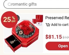 Preserved Red Rose Flower Arrangement  Centerpiece in Gift Box with Dome