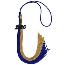 Endea Graduation Royal Blue/Antique Gold Graduation Tassel with Black Date Drop