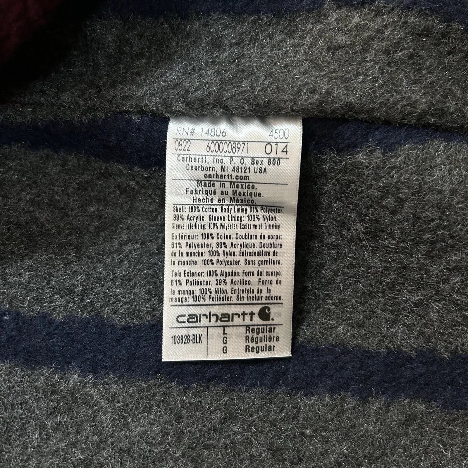 Carhartt Blanket Lined Detroit Jacket Black Relaxed Fit Work Wear Men's Large image 5