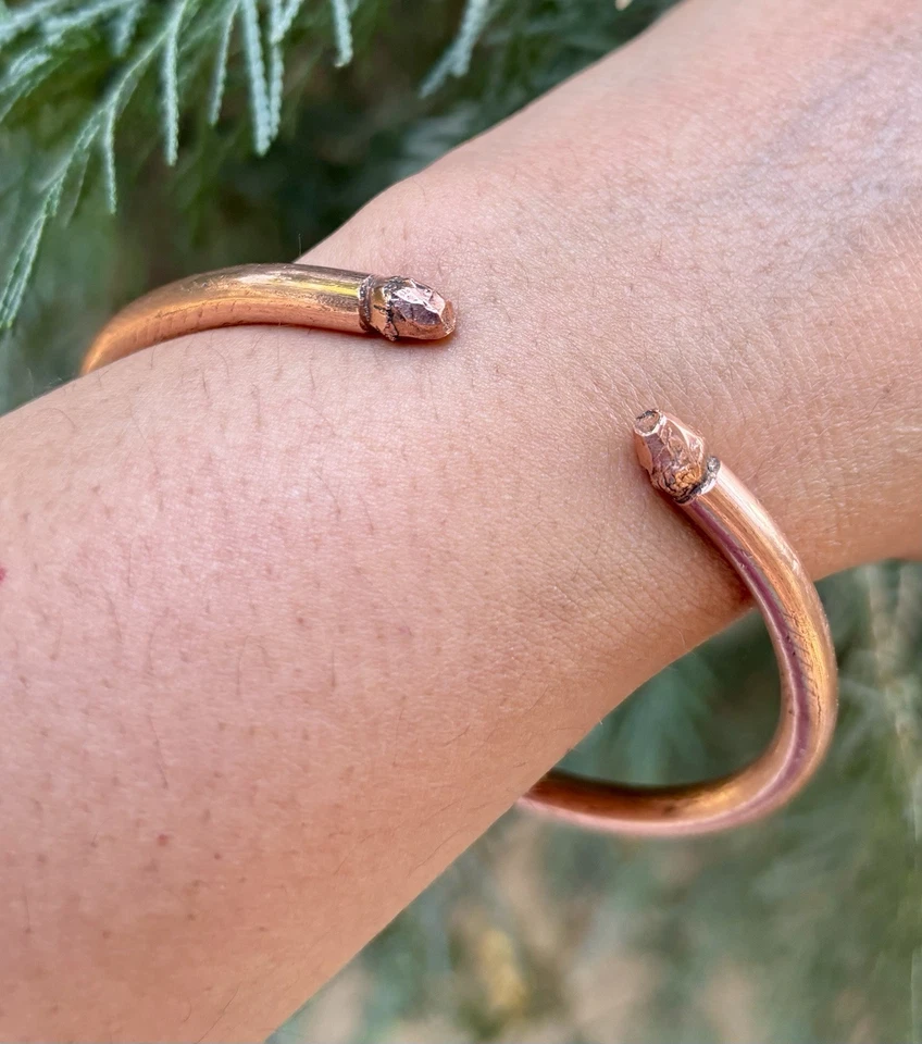 1Pc Pure Copper Mens Healing Bangle, Cuff, Bracelet, Jewelry, Spiritual, 42 gram - Image 3 of 4