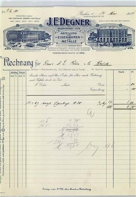 50675248 - 1000 Berlin Mitte Firmenrechnung J.E. Degner, Fabrik fuer Eisenwaren