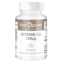 Vitamin K2 100 µG - 90 Kapseln - Menaquinon MK-7 Aus Natto - Vegan | Fair & Pure