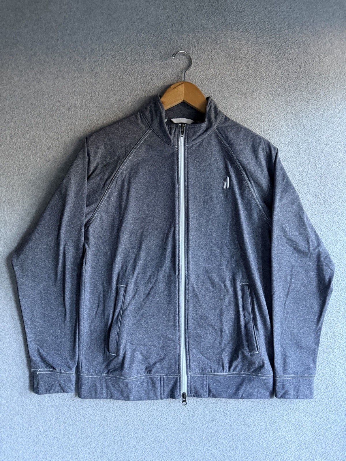 Johnnie O Jacket Mens Small Blue Gray Full Zip Outdoors Resort Performance