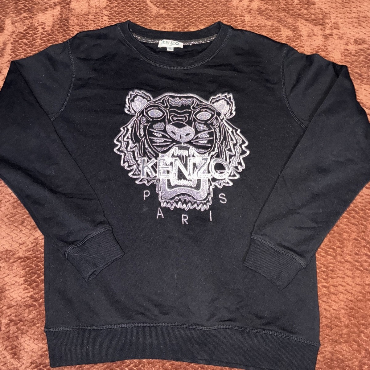 新品 Kenzo Tiger Crew Sweat Kenzo Paris Tiger Embroidered Logo Crewneck Sweatshirt Adult XL