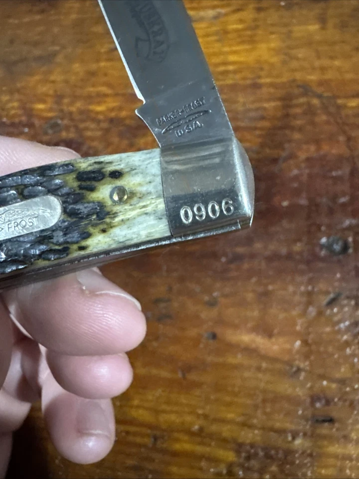 Parker-Frost Schrade 1978-3 USA Johnny Muskrat Knife, Jig Bone Handles. (501) - Image 4 of 4