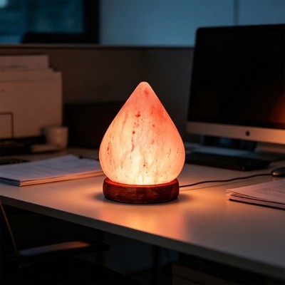 Wooden Stand Mineral Salt Lamp With Auto Changing 7 Color Atmosphere Lighting