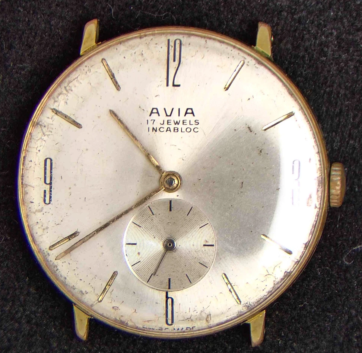 Vintage Avia Cadet Mens Watch 29mm Silver Tone Beige Leather Manual Wind Vintage AVIA Cadet Watch Men main image 2