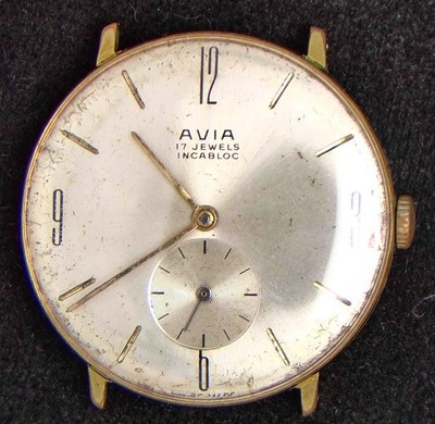 Avia Silver Sub-Dial Men's Hand-Wind Vintage Swiss Watch -- Running