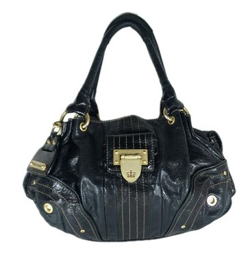 Juicy Couture Vintage Y2K Leather Black Slouchy Shoulder Bag Handbag 