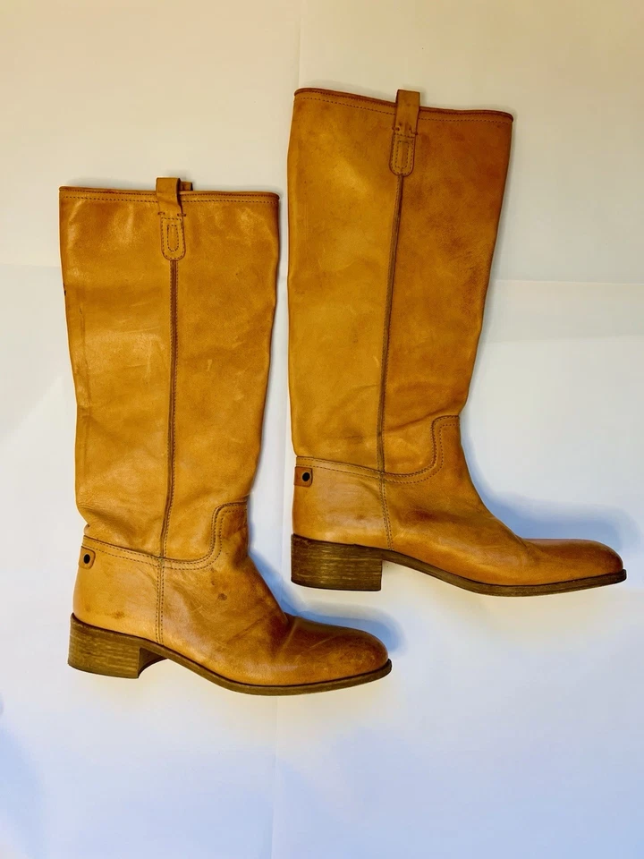 Botas de Equitação Sundance Itália Joelho Alto Couro Marrom Tamanho 39 Tamanho 8.5 - Imagem 2 de 4