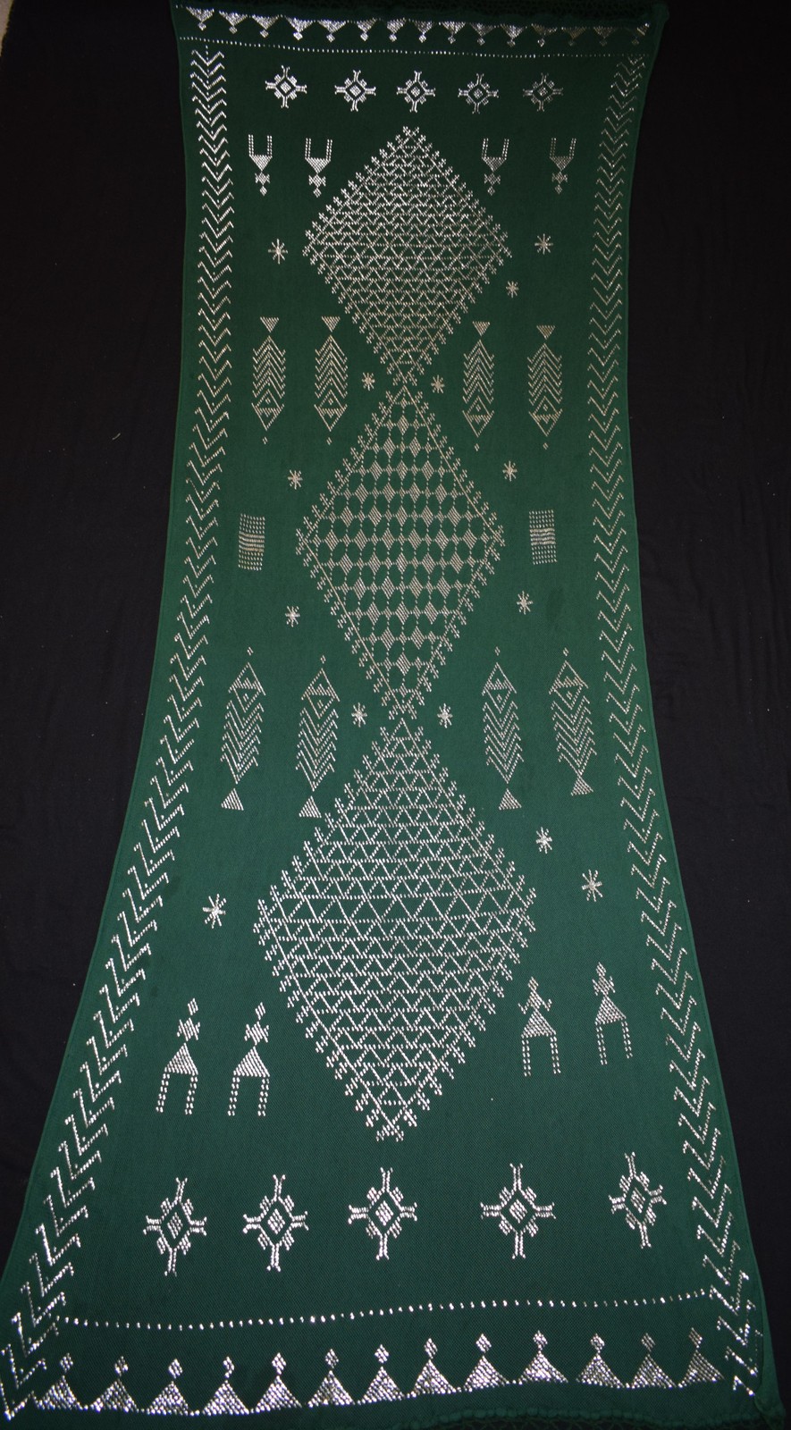 Verde Egipcio Assuit Plata Metal / red Tul Tela Wrap Chal Bufanda