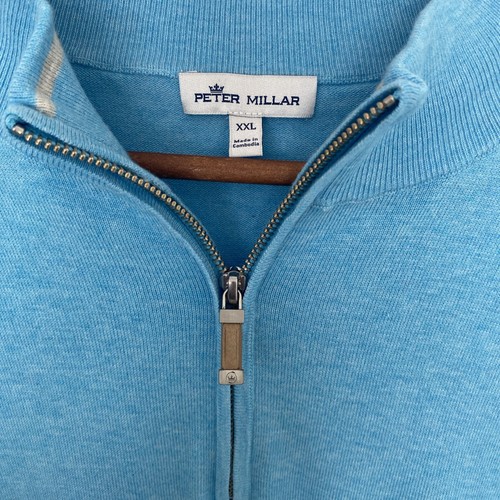 Suéter Peter Millar XXL Turquesa Cuarto Cremallera Algodón/Lyocell/Nylon/Seda - Imagen 3 de 10