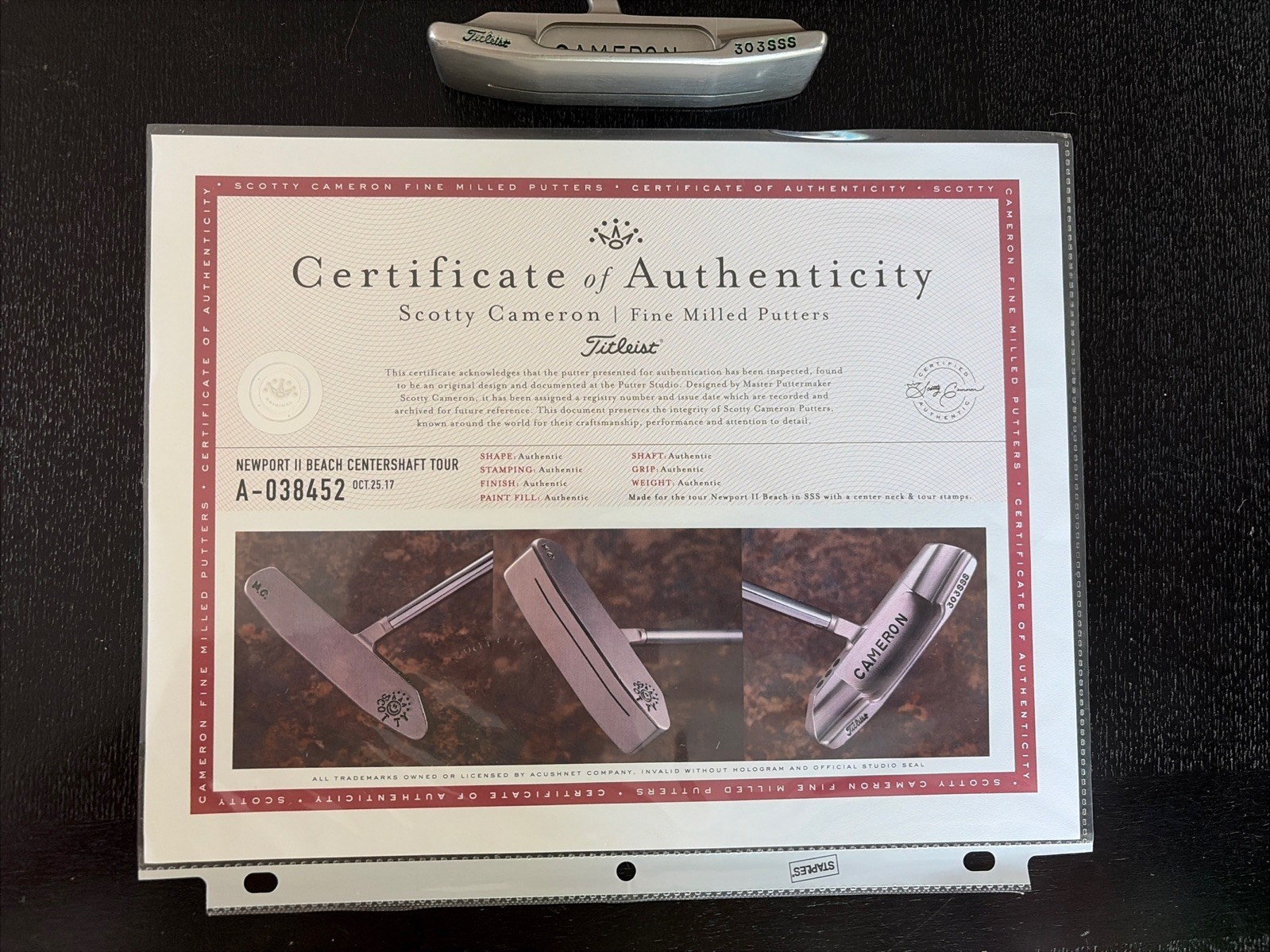 A038452, the certificate in an eBay listing's photos