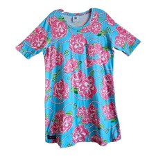 SIMPLY SOUTHERN Women's XL Dress Bloom Floral Tropical Shift Logo Cotton Knit
