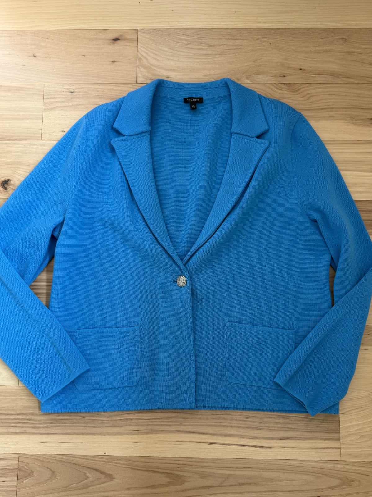 TALBOTS Patch Pocket Sweater Blazer Turquoise Blu… - image 3