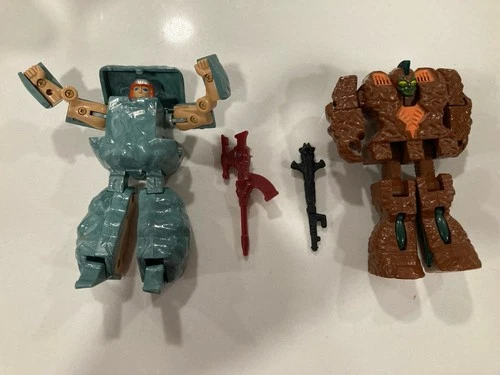 Vintage 1986 BANDAI GoBots ROCK LORDS Complete With Weapons Boulder Magmar Lot