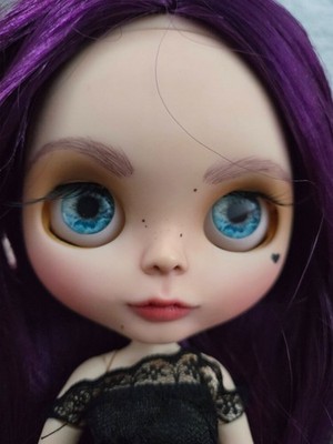 Custom Blythe doll artist signed purple hair dressed