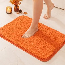 Orange Bathroom Rug Soft Absorbent Microfiber Non Slip Bath Mat 16x24 Inch