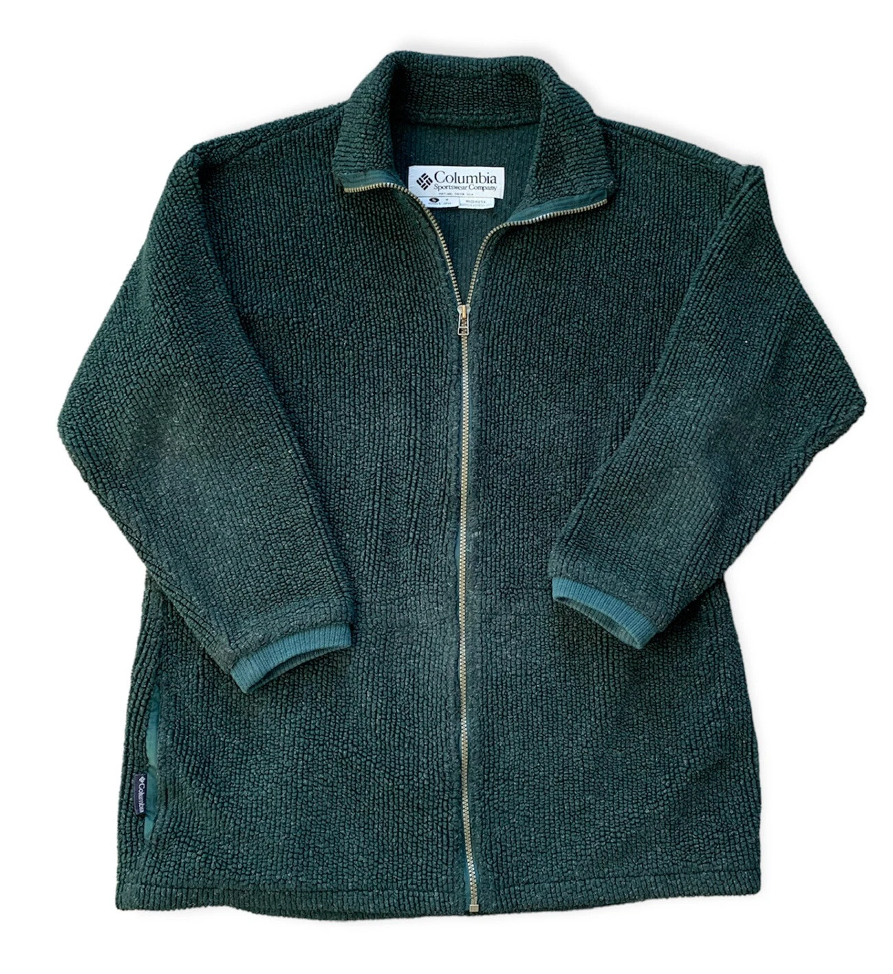 Vintage Dark Green Columbia Fleece Zip Up Jacket S