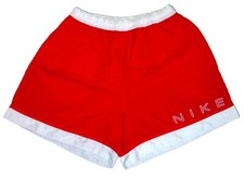 VTG 90's NIKE SWOOSHY OG RED/ WHITE BACK SPELL-OUT WINDBREAKER SHORTS