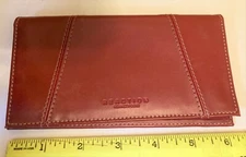 Reaction by Kenneth Cole Red Faux Leather Checkbook Holder Unisex Wallet 6.5"W