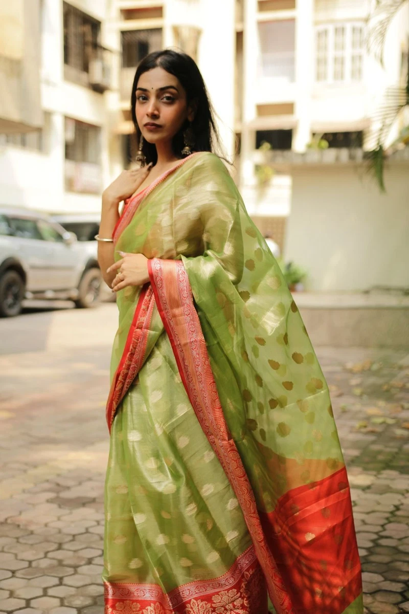 Banarasi soft tissue silk saree Indian wedding wear saree Handloom
