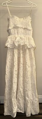 Lug Von Siga Amara Smocked Maxi Dress In Stone White - Size 42, US 10