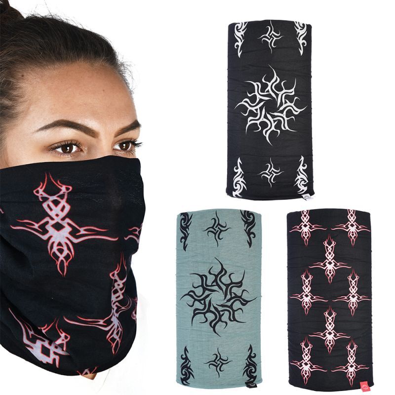 Collier coupe-vent multifonctionnel Comfy Tribal noir et gris en pack de 3 pièces