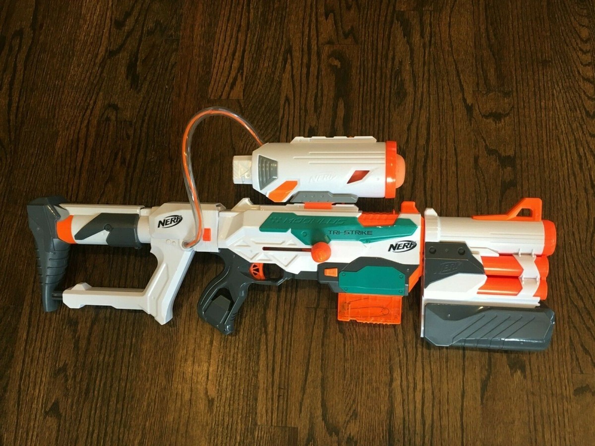 NERF Modulus Tri-Strike Blaster Gun w/clips complete | eBay