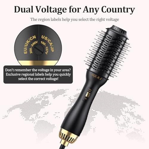 Dual Voltage Hair Dryer Brush for International Hot Air Brush with