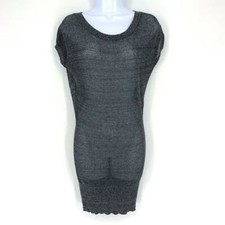 EXPRESS Glitter Open Knit Sweater Dress Size S Mesh Short Cap Sleeve