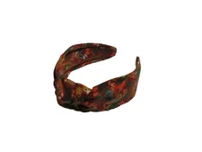 Handmade Boho Wide Floral Rifle Paper Co Top Knot Headband Red Menagerie