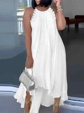 White Dress Size 14 with Details and Crystal Tiara and Earrings and Necklace