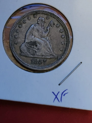 1857 Seated Liberty Quarter XF/AU  J61