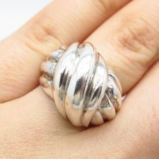 925 Sterling Silver Vintage Ribbed Ring Size 6