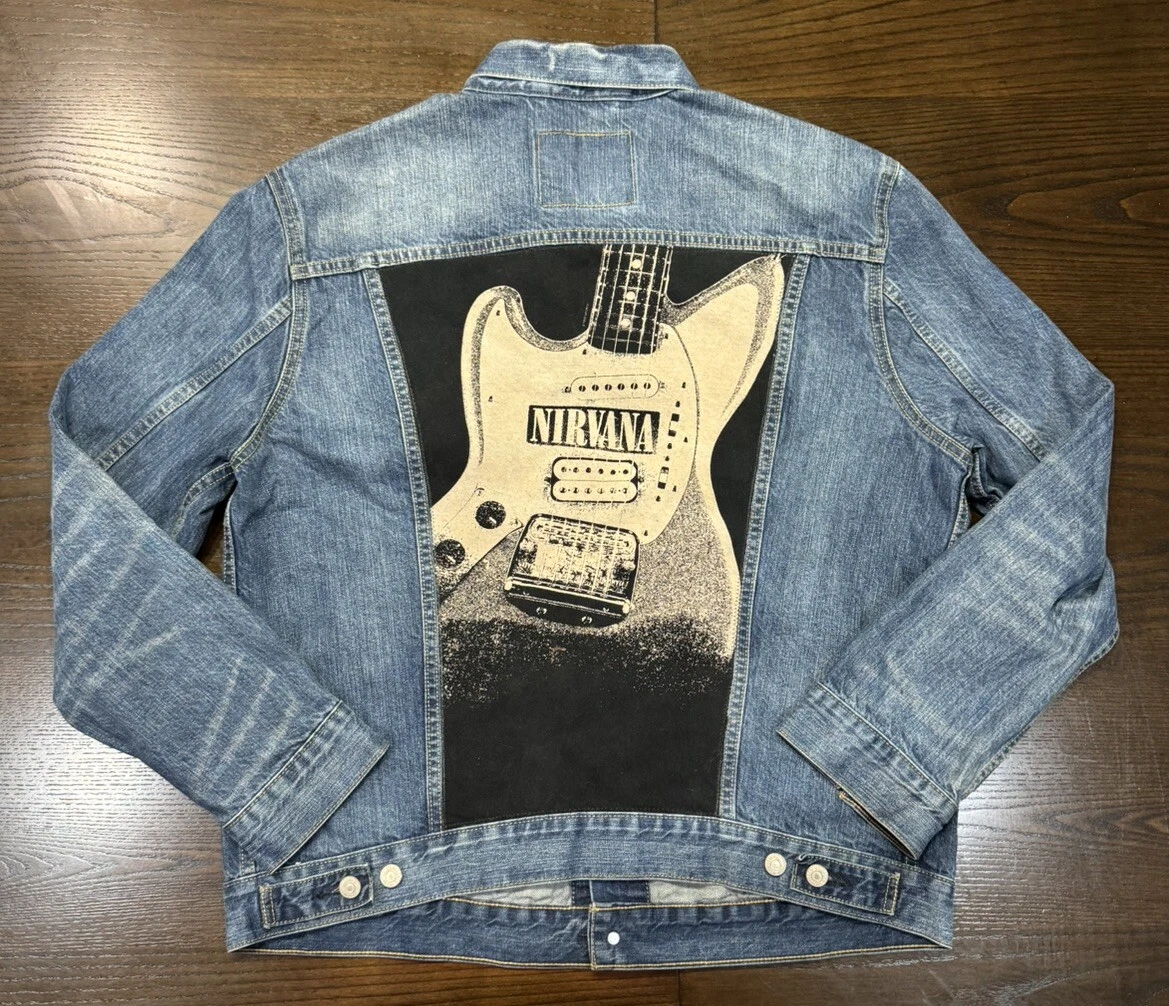 BALENCIAGA GIACCA CAMIONISTA VINTAGE LEVI'S PERSONALIZZATA NIRVANA KURT COBAIN DA UOMO TAGLIA GRANDE RARA!!!!