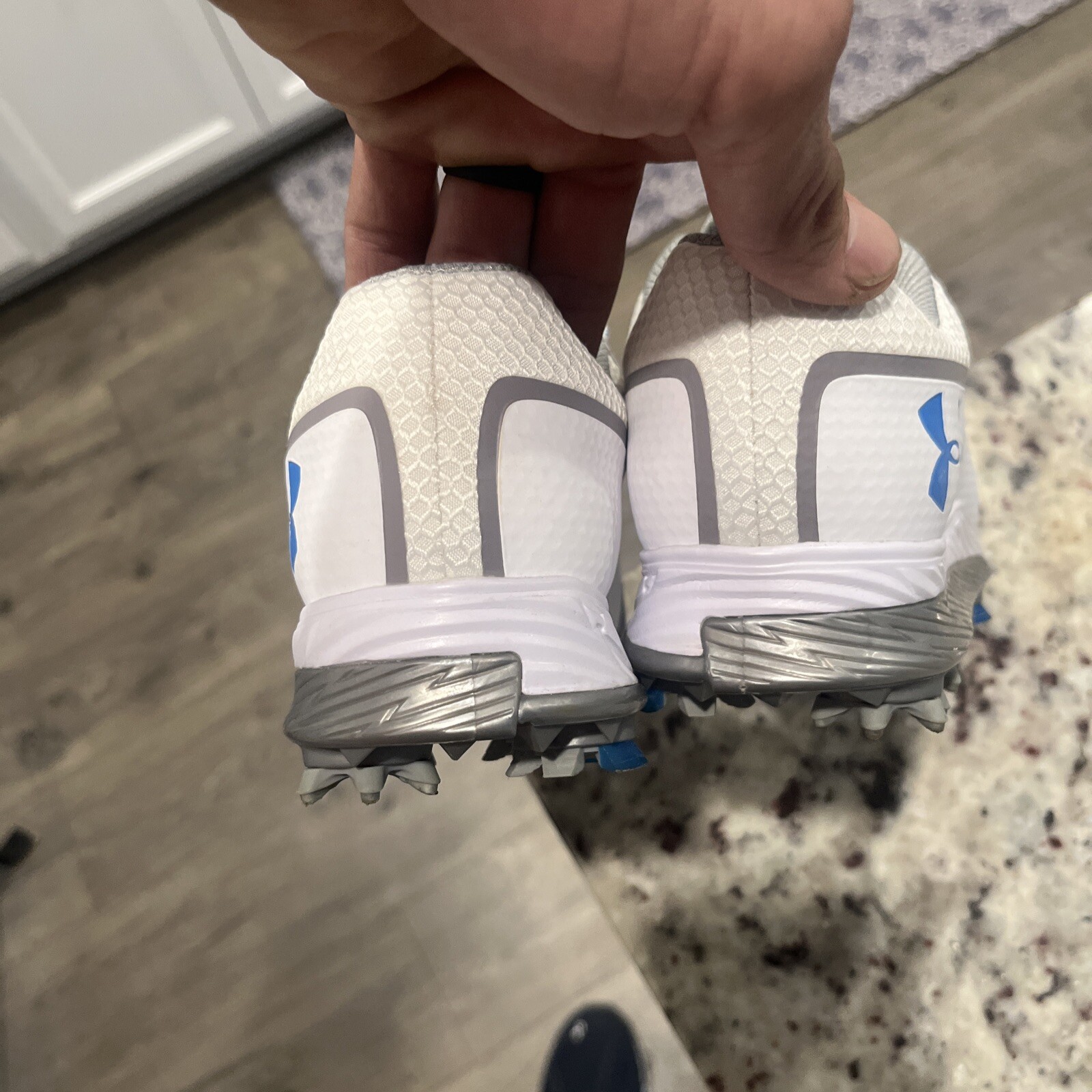 Under Armour UA Tempo Sport Golf Cleats White Grey Blue 1292752-141 Womens 6 thumbnail 3