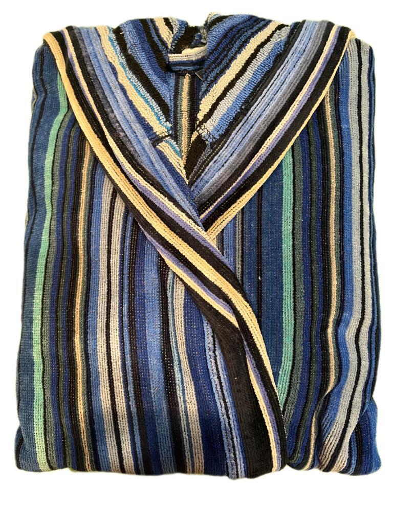 Bassetti Accappatoio Uomo Donna Con Cappuccio In Jacquard Tinto Filo Di - Foto 2