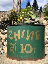 Antique Vintage Green Gold Advertising Metal Shoe Shine Buffer Tool Holder Box