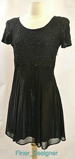Molly Malloy Evening Cocktail Dress Black party LBD sexy shimmer lace 8 NEW VTG