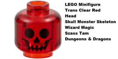LEGO Minifigure Head Trans Clear Red Skull Wizard Skeleton Szass