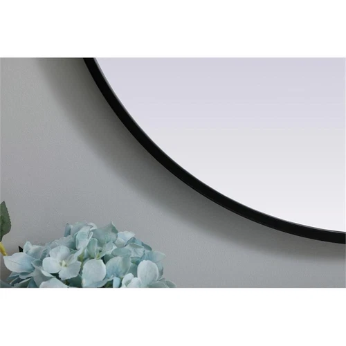 Elegant Decor Asha 24x36" Oval Modern MDF Wood/Iron Mirror in Black - Picture 7 of 11