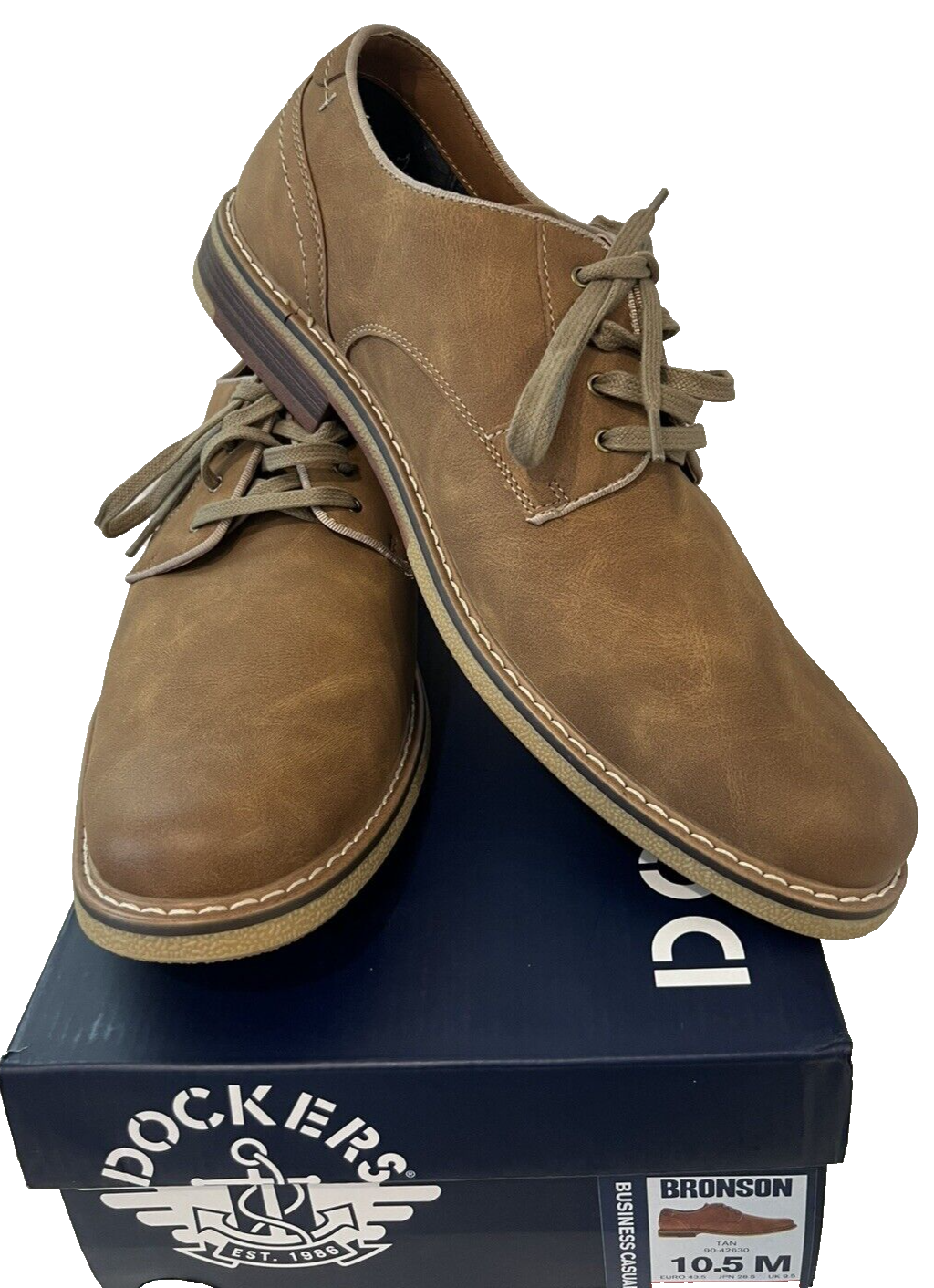 SAOLA Scarpa Oxford Dockers uomo Bronson pelle sintetica robusta casual suola con lacci 10 5