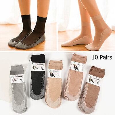 5/10 Paare Frauen Seide Knöchel Socken Elastisch Ultra dünn Kurz Strümpfe
