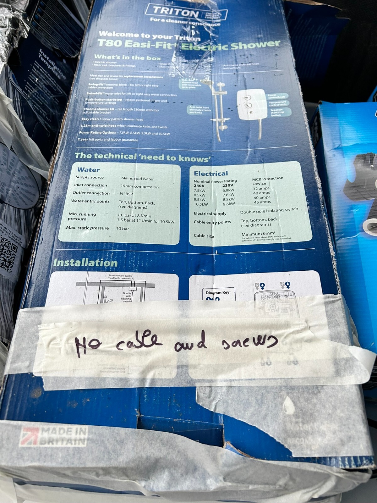 Triton T80 Easy Fit Electric Shower No power cable and screw for the cover eBay